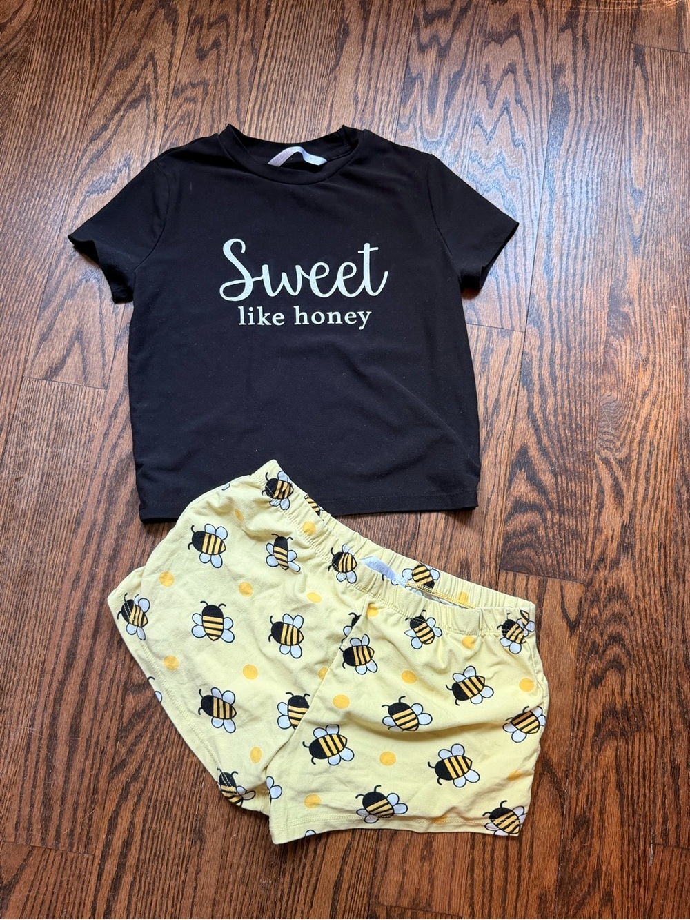 Urban Outfitters Kids Bee Pajama Set - Black Top & Yellow Shorts
